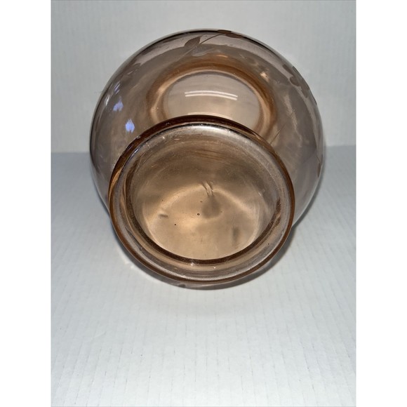 Vintage Pink Depression Glass Rings Pitcher Etched Floral Pattern - Picture 5 of 6